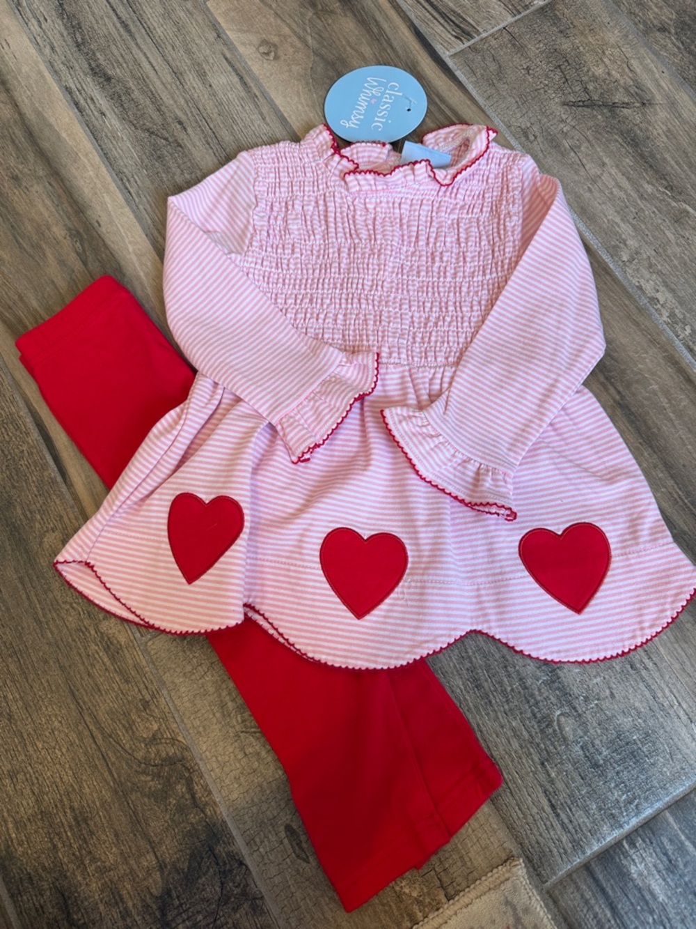 Classic Pink & Red Heart Girls Matching Set